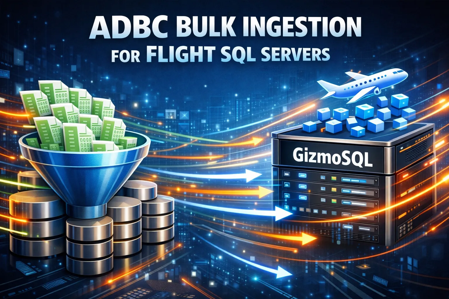 ADBC Flight SQL 1.10.0: ingestão em massa para GizmoSQL
